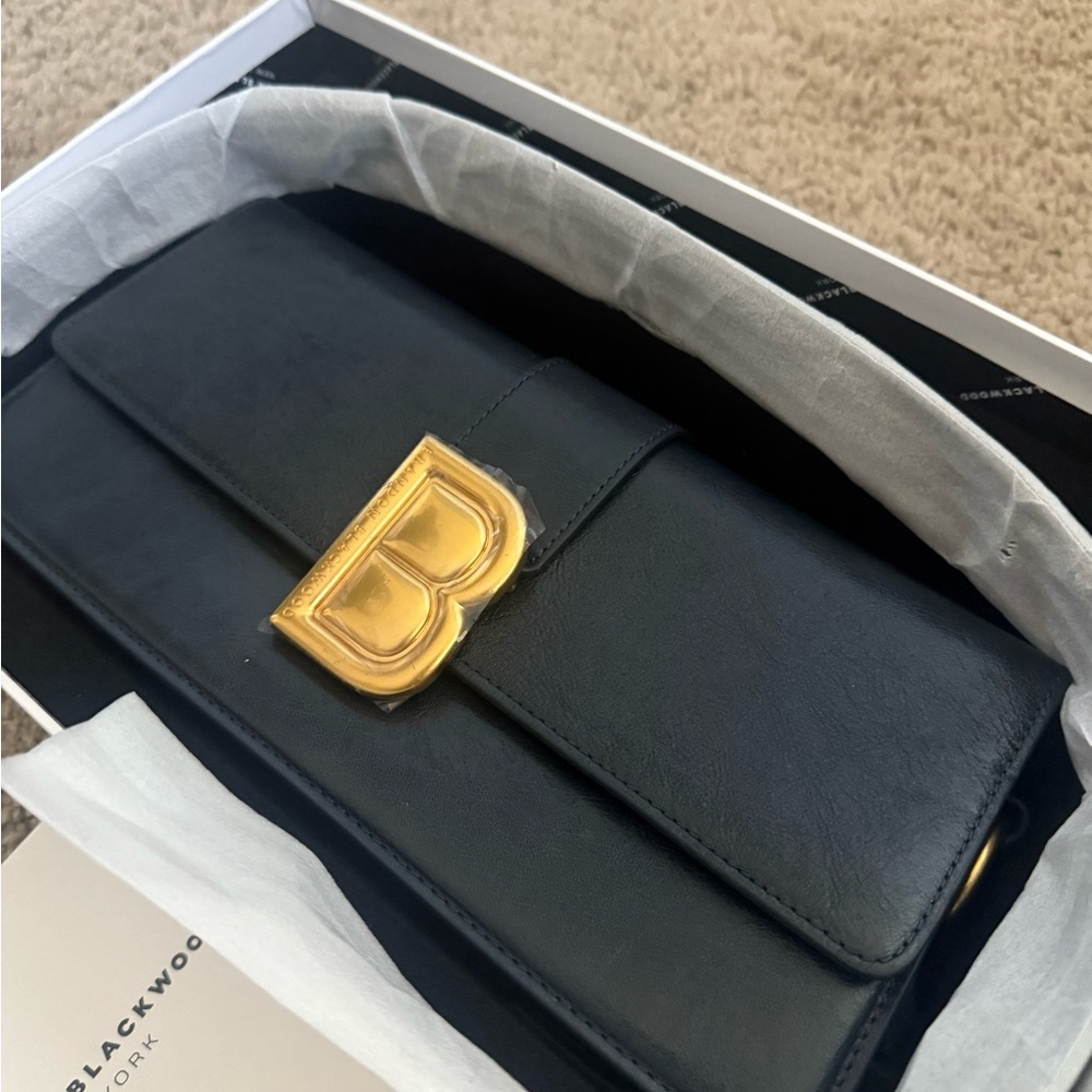 Brandon Blackwood Navy Bag with Gold Detail